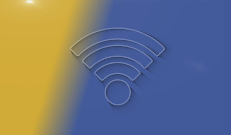 Wifi mobile communication and wireless network technology symbol with natural shadow. Cyber...