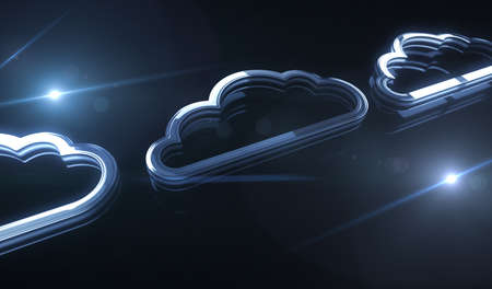 Cloud computing and online storage and internet server golden metal shine symbol concept....