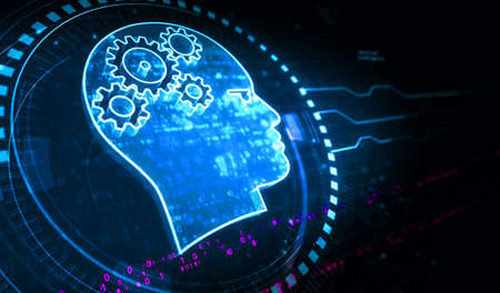 Artificial intelligence technology AI and deep learning symbol digital concept. Network, cyber...