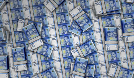 Morocco money Moroccan Dirham money pack 3d illustration. MAD banknote bundle stacks. Concept of...