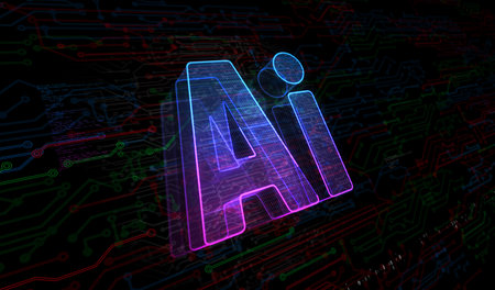 Artificial intelligence technology AI and deep learning symbol digital concept. Network, cyber technology and computer background abstract 3d illustration.の写真素材