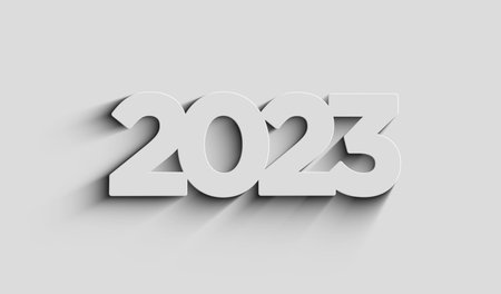 2023 year futuristic new neon symbol digital concept. Network, cyber technology and computer...