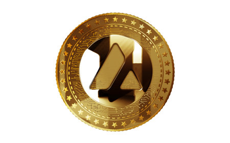 Avalanche Avax cryptocurrency isolated gold coin on green screen background. Abstract concept 3d illustration.の写真素材