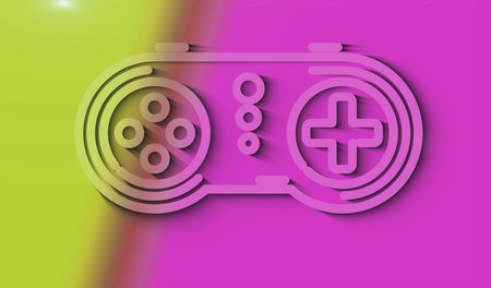 Esport retro video game pad and digital sport gaming symbol digital concept. cyber technology and computer background abstract 3d illustration.の写真素材