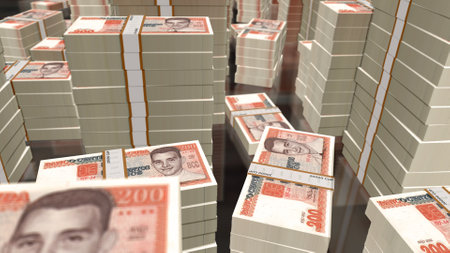 Cuba money Cuban Peso money pack 3d illustration. 200 CUP banknote bundle stacks. Concept of...