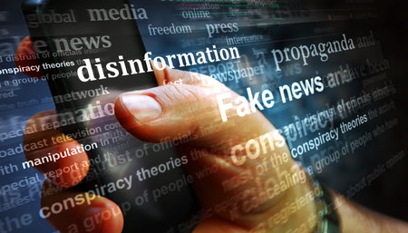 Fake news propaganda conspiracy theories disinformation manipulation. Headline news titles...