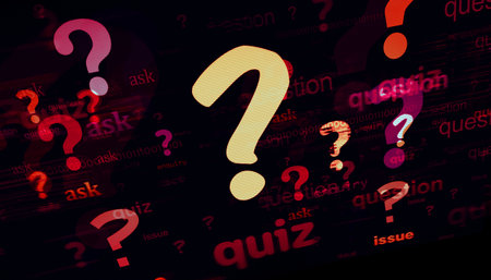 Question mark symbol technology concept. Abstract sign on glitch screens 3d illustration.の写真素材