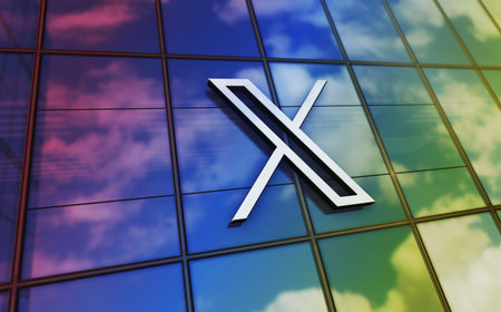 San Francisco, USA, January 28, 2024: X Twitter social networks headquarters glass building concept....