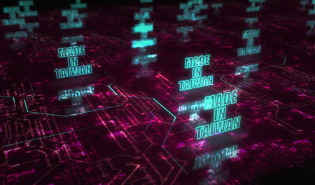 Made in Taiwan technology export symbol digital concept. cyber technology and computer background...