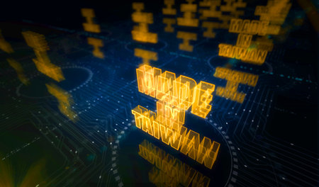 Made in Taiwan technology export symbol digital concept. cyber technology and computer background abstract 3d illustration.の写真素材