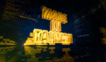 Made in Taiwan technology export symbol digital concept. cyber technology and computer background abstract 3d illustration.の写真素材