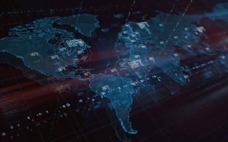 NFT non-fungible token crypto artwork investment symbols over world map. Technology concept 3d illustration.の写真素材