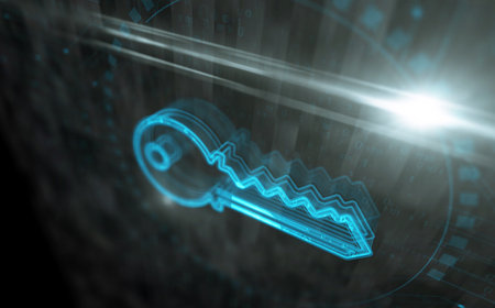 Cyber security and privacy protection with key symbol digital concept. Network, cyber technology...