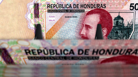 Honduras money Honduran Lempira money pack 3d illustration. 500 HNL banknote bundle stacks. Concept of finance, cash, economy crisis, business success, recession, bank, tax and debt.の写真素材
