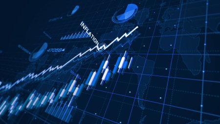 Inflation recession and depression crisis charts and graphs diagram concept 3d illustrationの写真素材