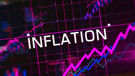 Inflation recession and depression crisis charts and graphs diagram concept 3d illustrationの写真素材
