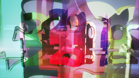 2025 year glass symbol. Abstract 3d transparent rotated icon animation.の写真素材