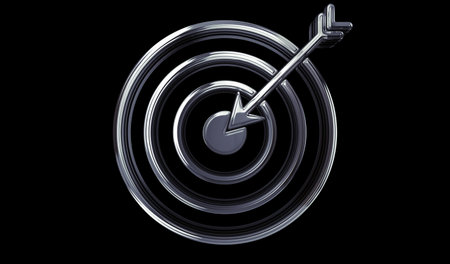 Target business strategy and success motivation golden metal shine symbol concept. Spectacular glowing and reflection light icon abstract object 3d illustration.の写真素材
