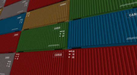 Cargo transport import export cargo containers in row business concept. International trade...