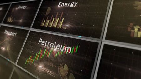 Petroleum oil production for transport and energy charts and graphs diagram concept 3d illustrationの写真素材
