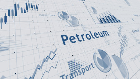 Petroleum oil production for transport and energy charts and graphs diagram on paper concept 3d illustrationの写真素材