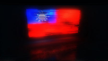Taiwan digital technology flag cyber background. Taiwanese banner cyberattack and espionage concept illustration.の写真素材