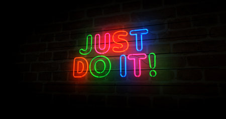 Motivation slogan neon symbol. Success inspiration light color bulbs. Abstract concept 3d illustration.の写真素材