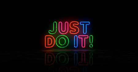 Motivation slogan neon symbol. Success inspiration light color bulbs. Abstract concept 3d illustration.の写真素材