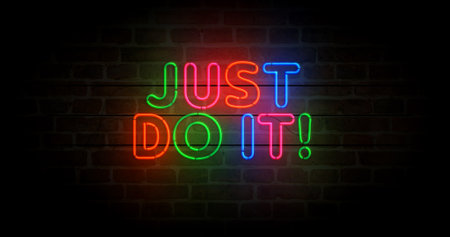 Motivation slogan neon symbol. Success inspiration light color bulbs. Abstract concept 3d illustration.の写真素材
