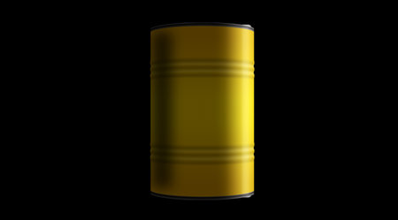 Yellow barrels in row concept. Chemical industrial containers 3d illustration.の写真素材