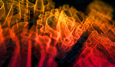 Management setting gear and maintenance fixing symbol digital concept. Network, cyber technology and computer background abstract 3d illustration.の写真素材