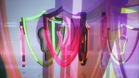 Shield cyber security computer system protection symbol. Abstract concept 3d icon illustration