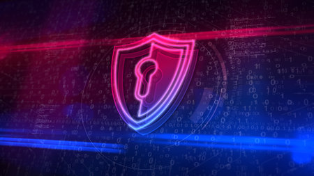 Shield cyber security computer system protection symbol. Abstract concept 3d icon illustrationの写真素材