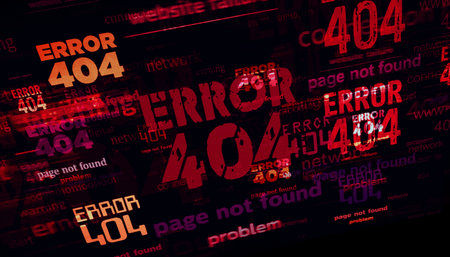 Error 404 web page not found symbol technology concept. Abstract sign on glitch screens 3d illustration.の写真素材