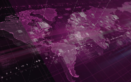 XOXO symbols over world map 3d illustrationの写真素材
