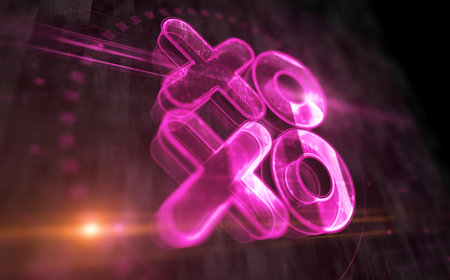 XOXO love and kiss symbol digital concept. Network, cyber technology sign and computer background abstract icon 3d illustration.の写真素材