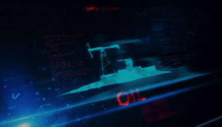 Oil pump petroleum drill symbol technology concept. Abstract sign on glitch screens 3d illustration.