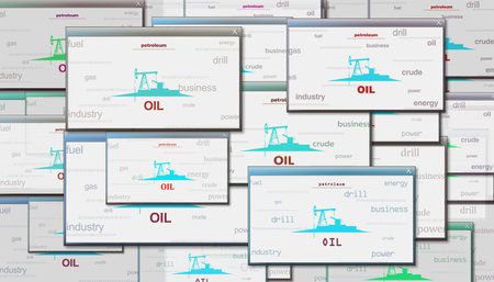 Oil pump petroleum drill symbol technology concept. Abstract sign on glitch screens 3d illustration.の写真素材