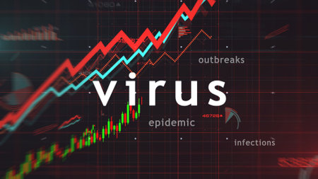 Virus pandemic crisis charts and graphs diagram concept 3d illustrationの写真素材
