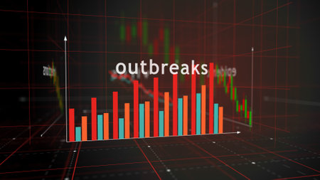 Virus pandemic crisis charts and graphs diagram concept 3d illustrationの写真素材