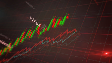 Virus pandemic crisis charts and graphs diagram concept 3d illustrationの写真素材