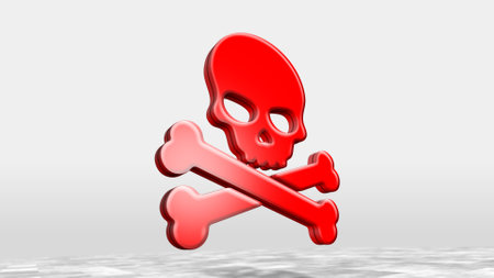Skull cyber pirates and hacking cyberattack symbol. Abstract concept 3d icon illustration.の写真素材