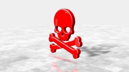 Skull cyber pirates and hacking cyberattack symbol. Abstract concept 3d icon illustration.の写真素材