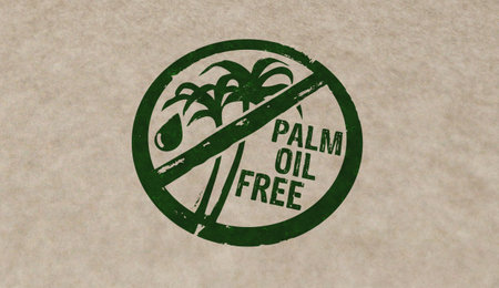 Palm oil free stamp icons in few color versions. Healthy nutrition concept 3D rendering illustration.の写真素材