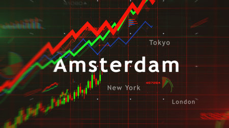 Stock exchange business in the world charts and graphs diagram concept 3d illustrationの写真素材