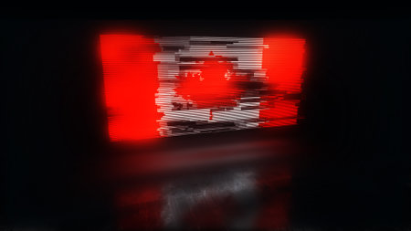 Canada digital technology flag cyber background. Canadian banner cyberattack and espionage concept illustration.の写真素材