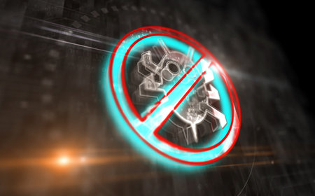 Antivirus cybersecurity warning symbol digital concept. Network, cyber technology sign and computer background abstract icon 3d illustration.の写真素材