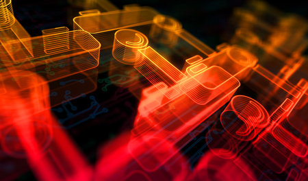 Joystick videogame and gaming symbol digital concept. Network, cyber technology and computer background abstract 3d illustration.の写真素材