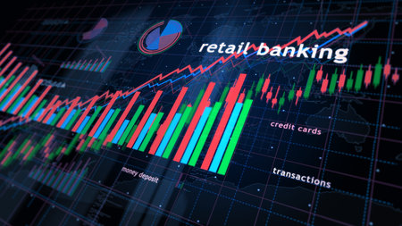 Retail banking and money business charts and graphs diagram concept 3d illustrationの写真素材