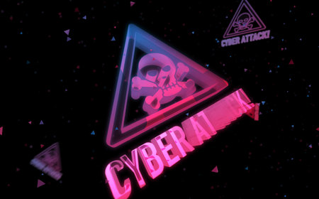 Cyber attack alert and security warning symbol digital concept. Network, cyber technology sign and computer background abstract icon 3d illustration.の写真素材